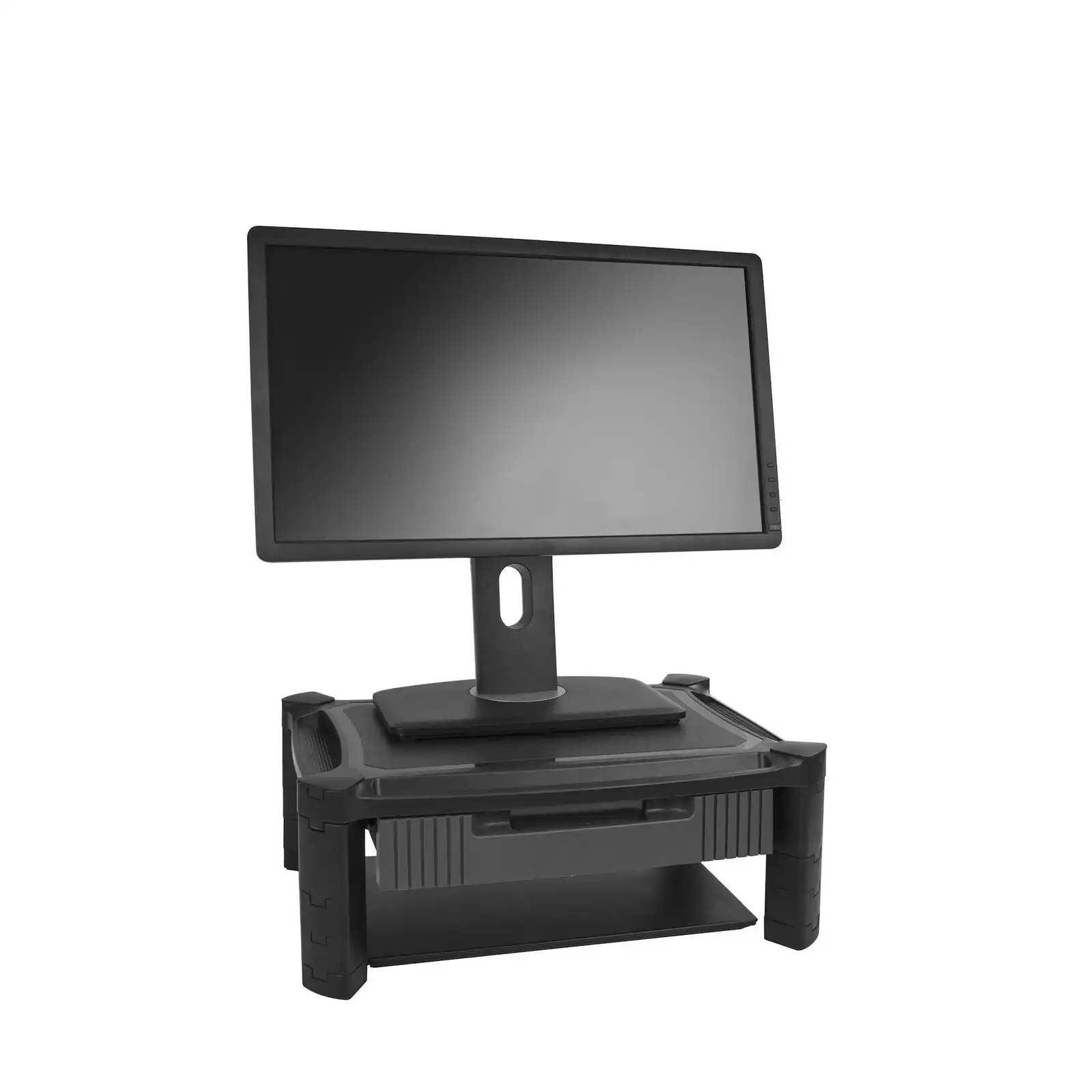 Star Tech 10kg Plastic Height Adjustable Computer Monitor Riser Stand w/ Drawer