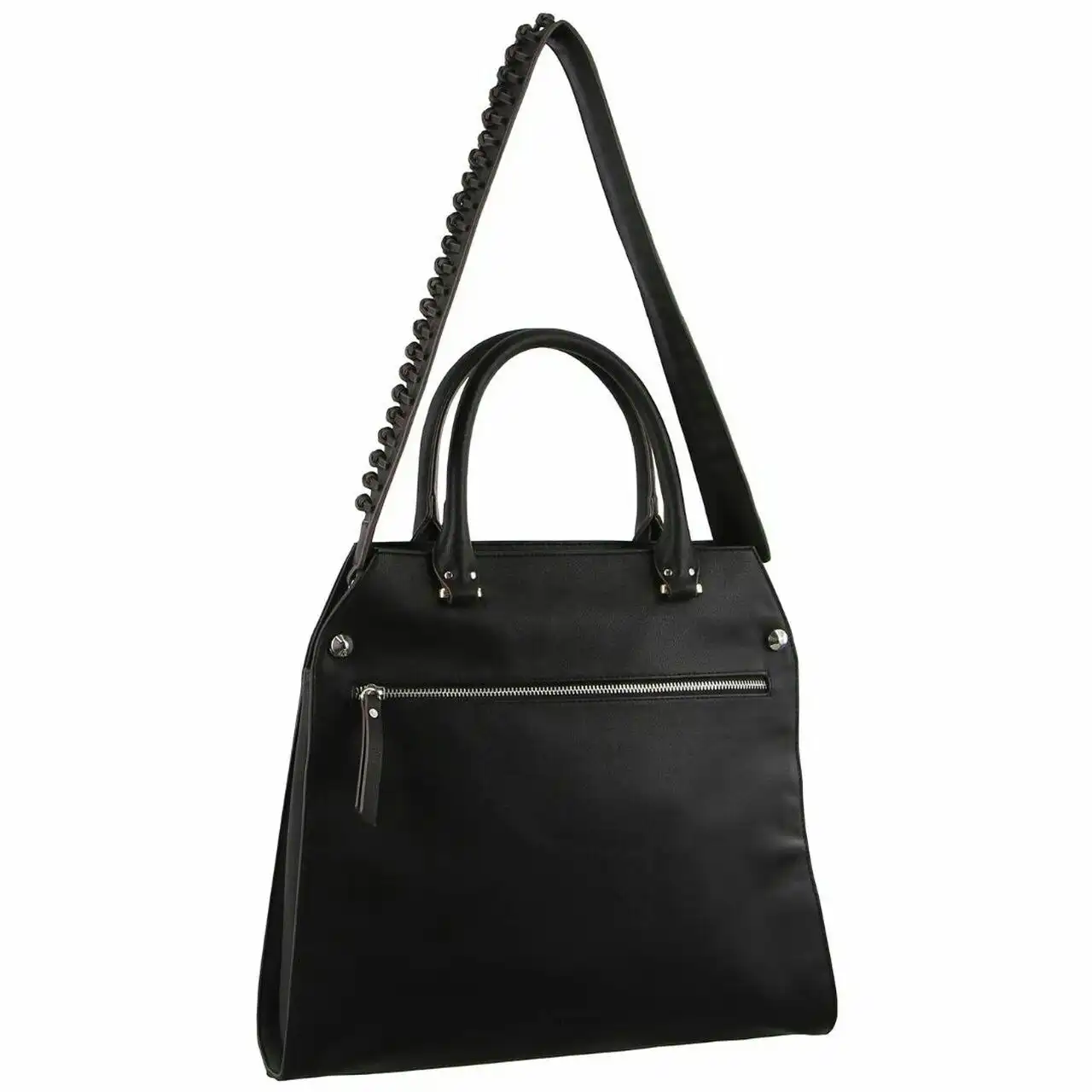 Milleni Women/Ladies 36cm Crossbody Handbag/Shoulder Bag w/ Guitar Strap Black