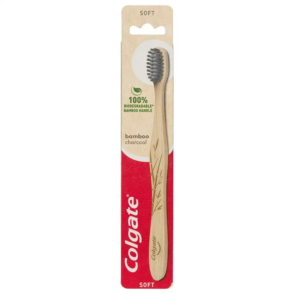 6x Colgate Bamboo Charcoal Infused Floss Tip Soft Bristles BPA Free Toothbrush