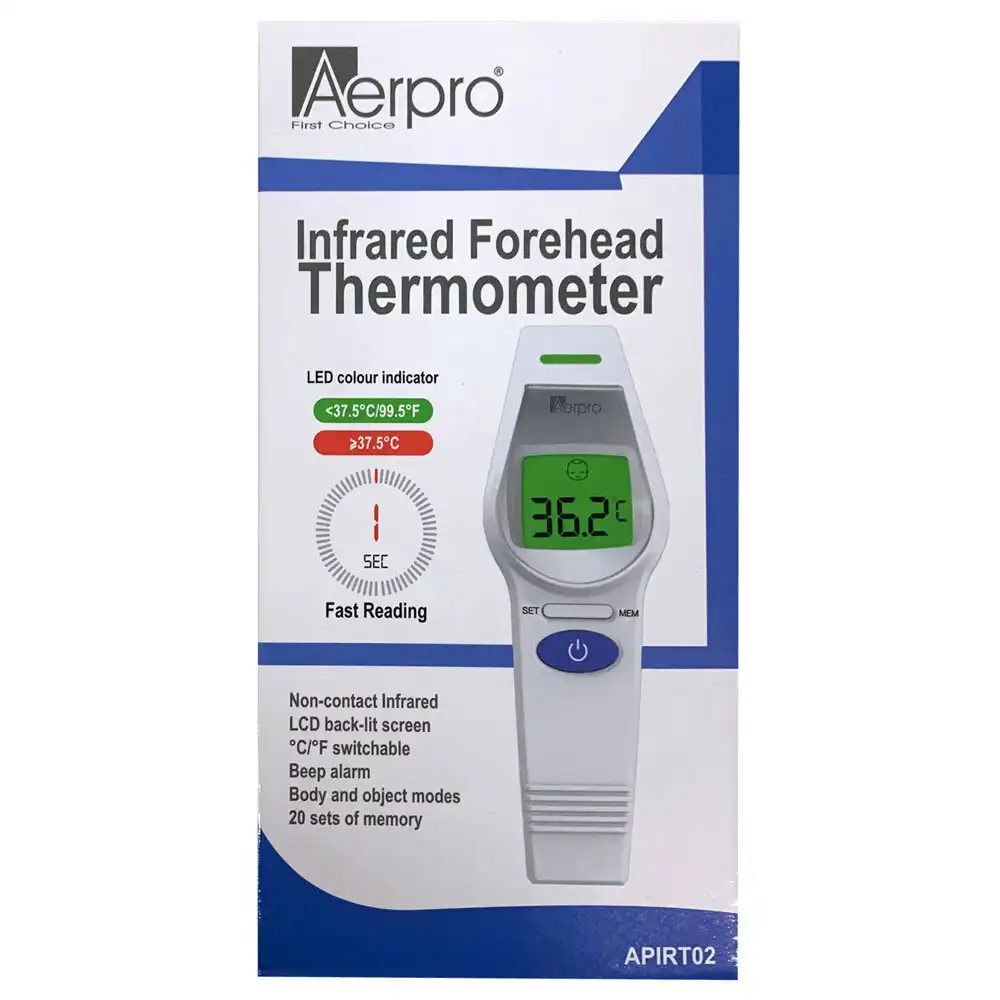 Aerpro Infrared Forehead Thermometer Non-Contact LCD Backlight Digital Screen