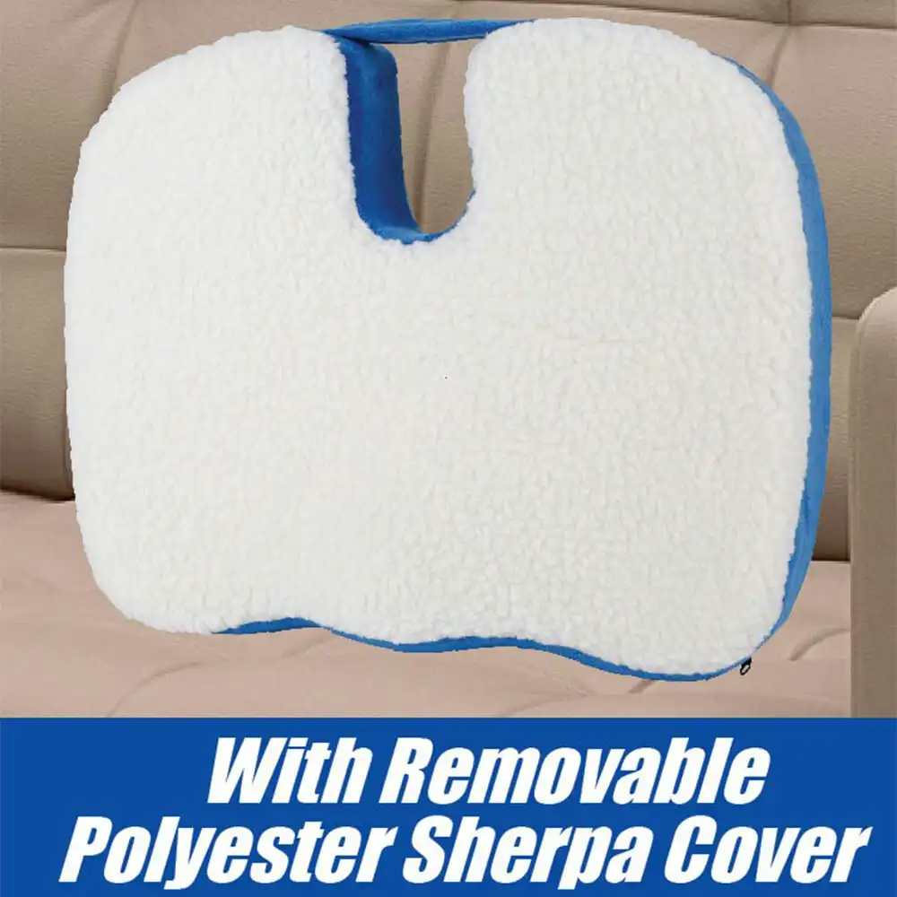 Vistara Cozy Gel/Memory Foam Cushion Seat w/PES Sherpa Cover Anti Slip Bas