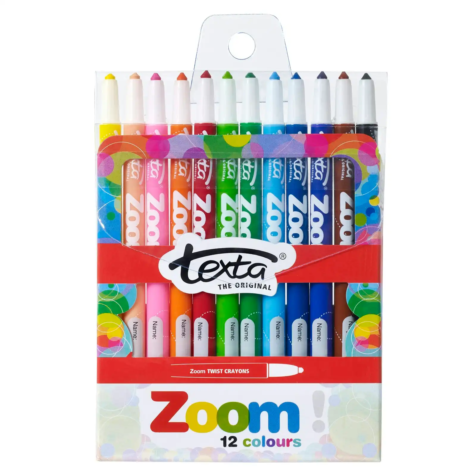12pc Texta The Original Zoom Non Toxic Twist Crayons Colouring/Drawing Kids