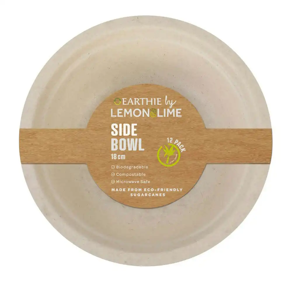 120pc Lemon & Lime Eco-Friendly/Biodegradable Disposable 18cm Side Bowl Natural
