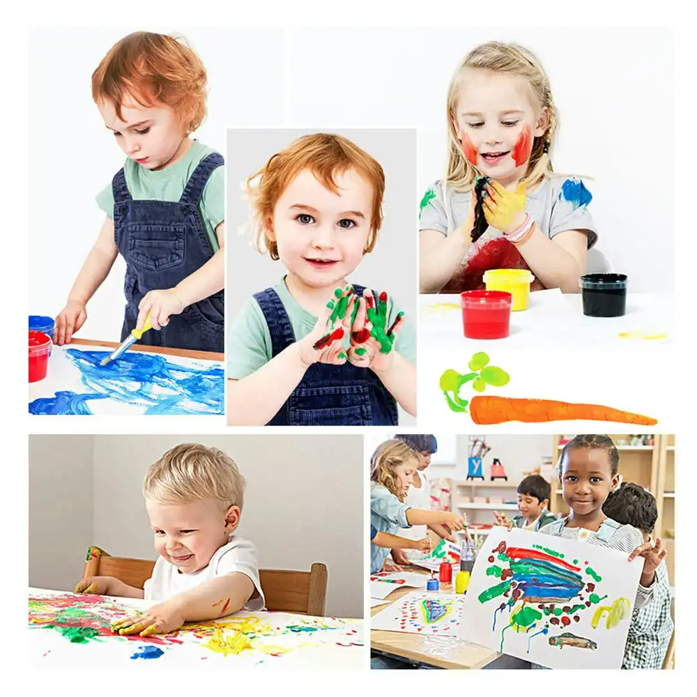 6pc Jar Melo Finger Paint/Painting 6 Colors Set Art/Crafts Fun Kids/Toddler 2y+