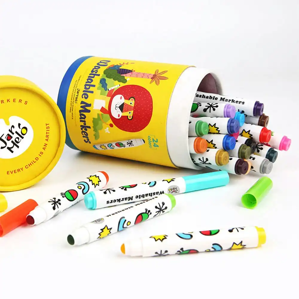 24pc Jar Melo Special Round Tip Washable Markers 24 Colors Art/Drawing Kids 3y+
