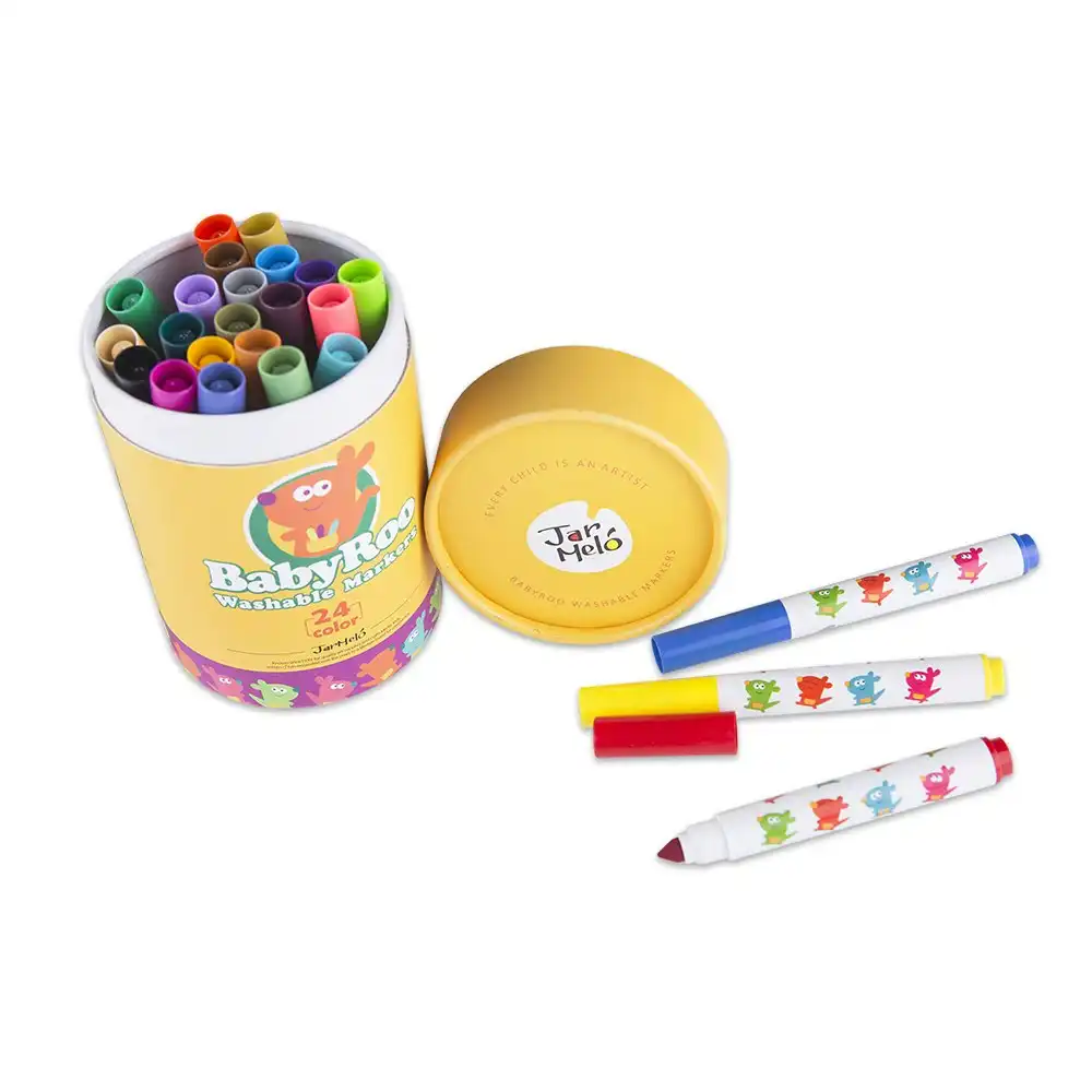 24pc Jar Melo Baby Roo Washable Non-Toxic Craft Draw/Colouring Markers Kids 3y+
