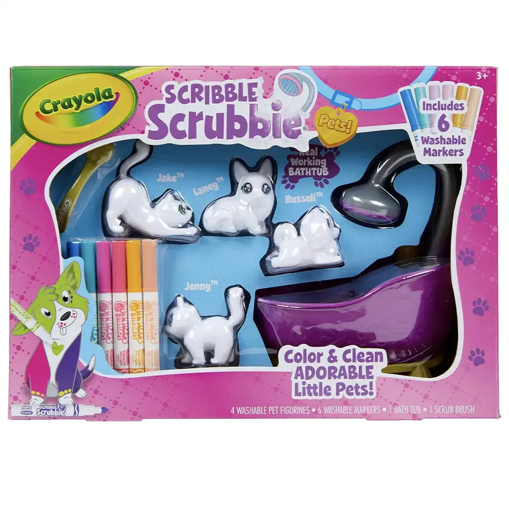 12pc Crayola Scribble Scrubbie Bath Tub Playset w/ Markerrs/Toy Pets Kids 3y+