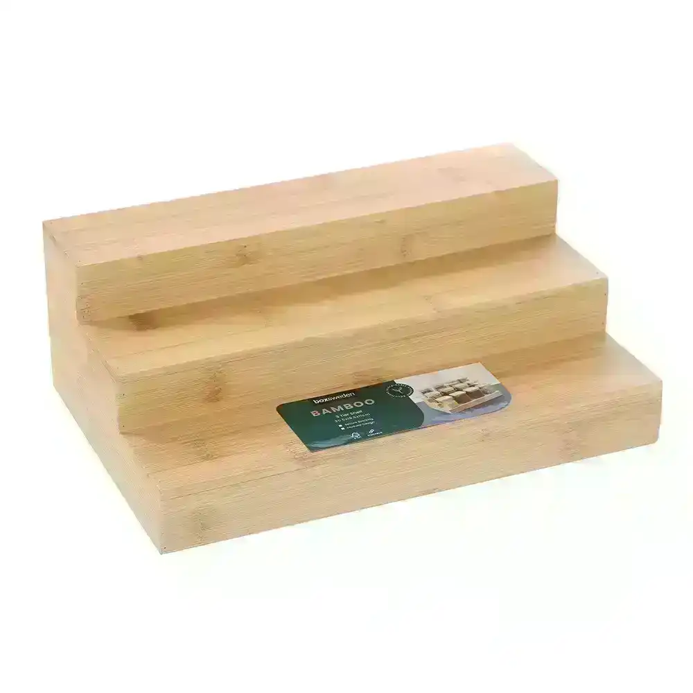 Boxsweden 30.5cm Bamboo 3-Tier Shelf Rack Spice Organiser Holder Home Storage