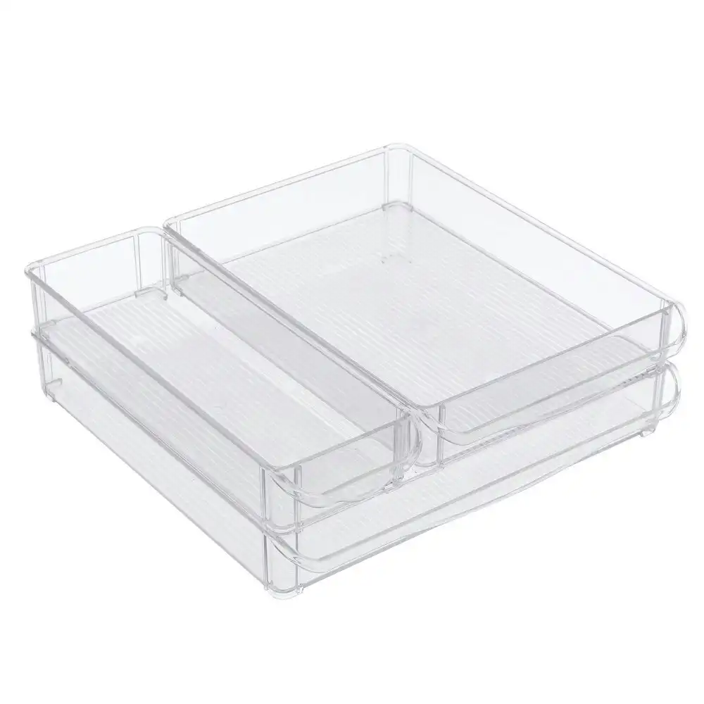 3PK Boxsweden 30x30cm Crystal Fridge/Pantry Kitchen Food BPA Free Tray Clear