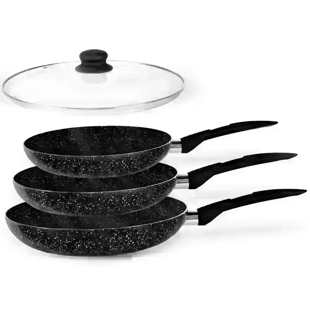 Stone Magic Black Ceramic Marble Coated Cookware Frypan Set/non-stick Coating