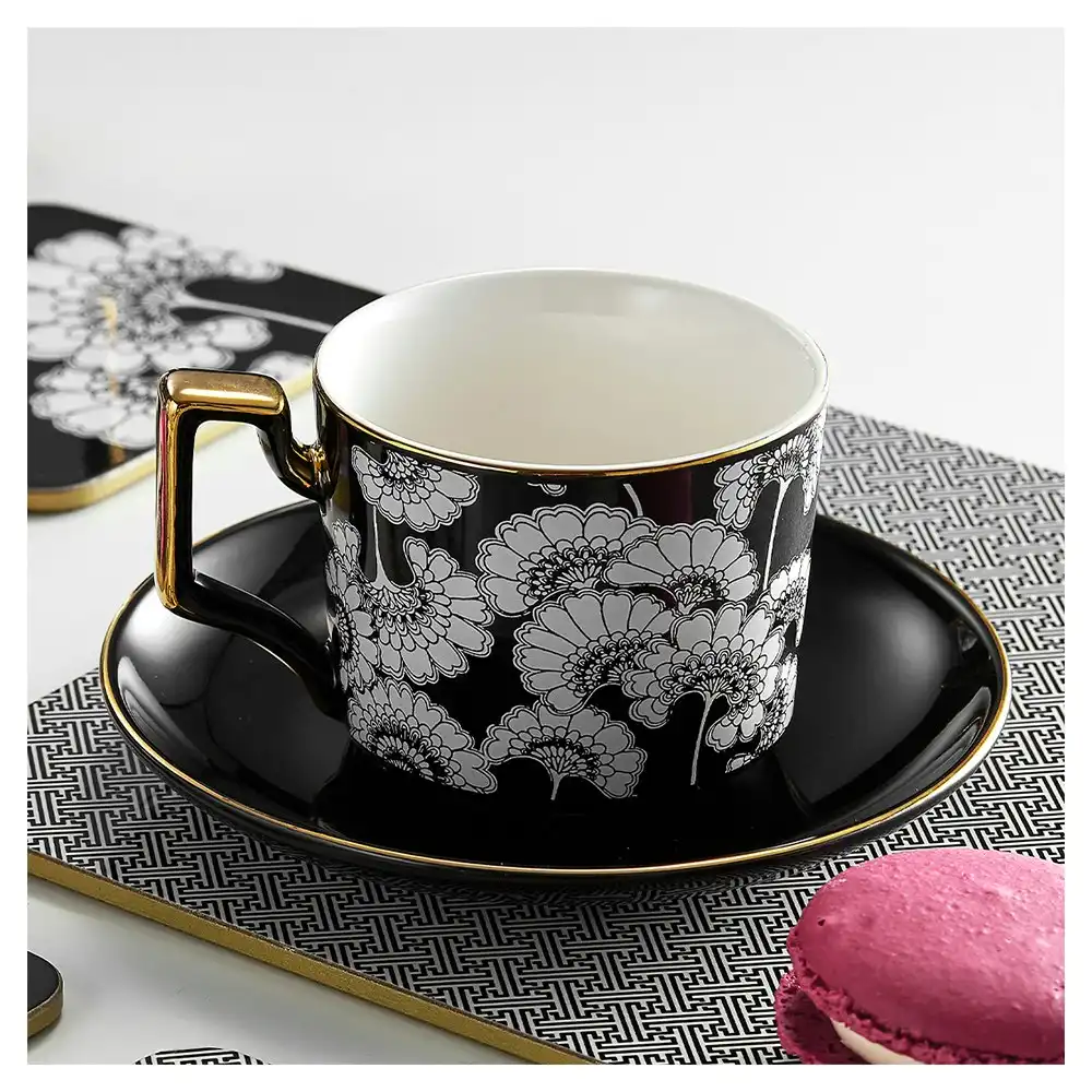 Ashdene 180ml Florence Broadhurst Flower Tea Cup/Saucer Drinking Gold Handled BK