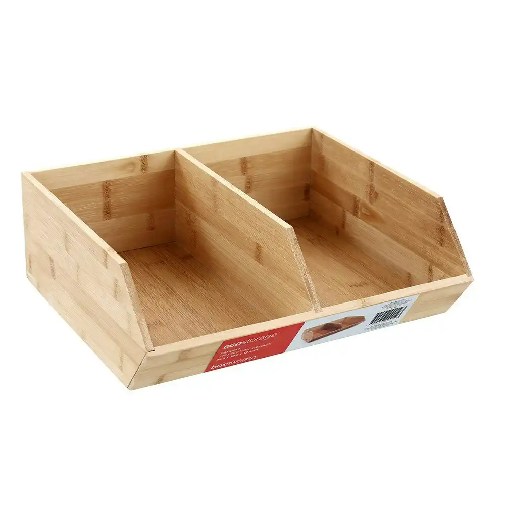 Boxsweden 2-Section 34.5cm Bamboo Wood Modular Storage Cube Pantry Organiser