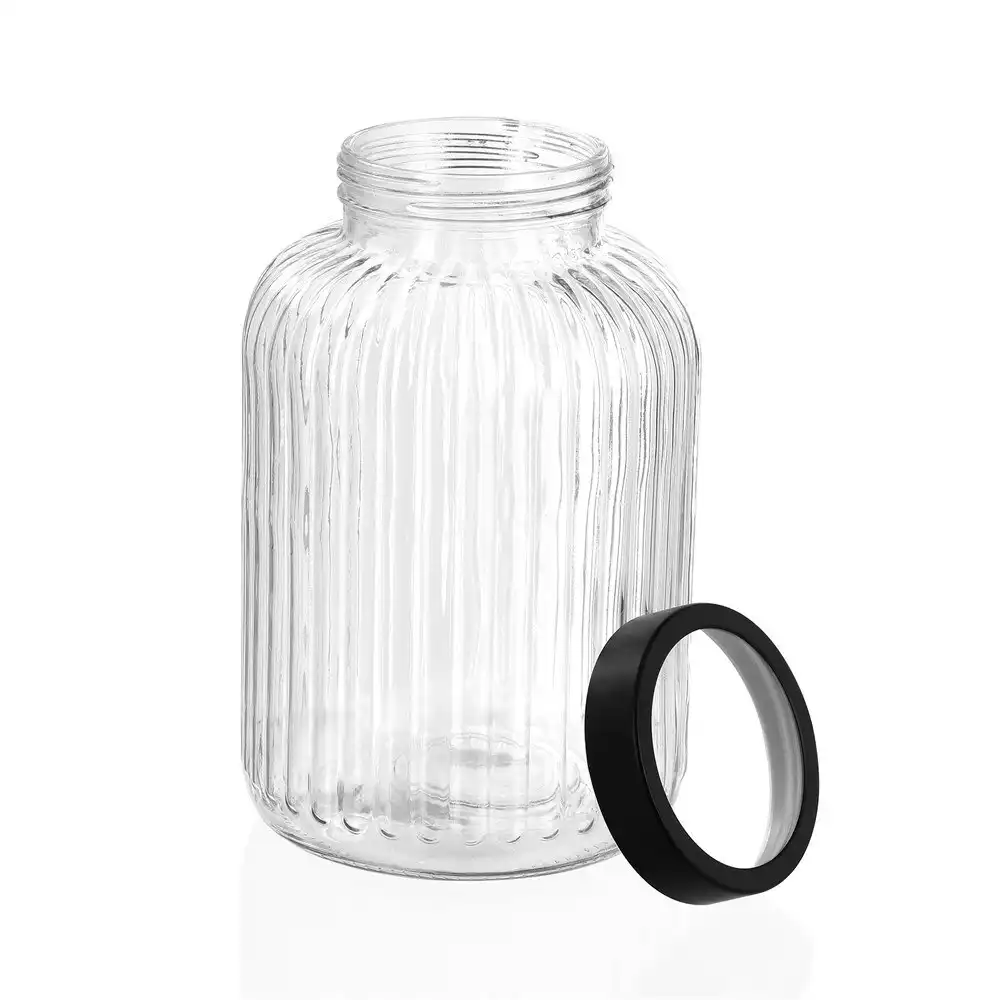 2x Lemon & Lime Brooklyn 5L/26cm Glass Jar Container Food Storage w/ Lid Clear