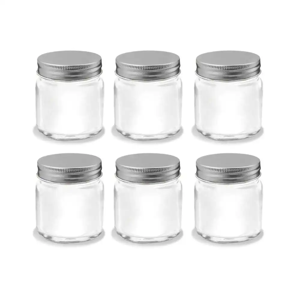 18PK Lemon & Lime Glass Round Jar 70ml Silver Lid Home Kitchen Storage Container