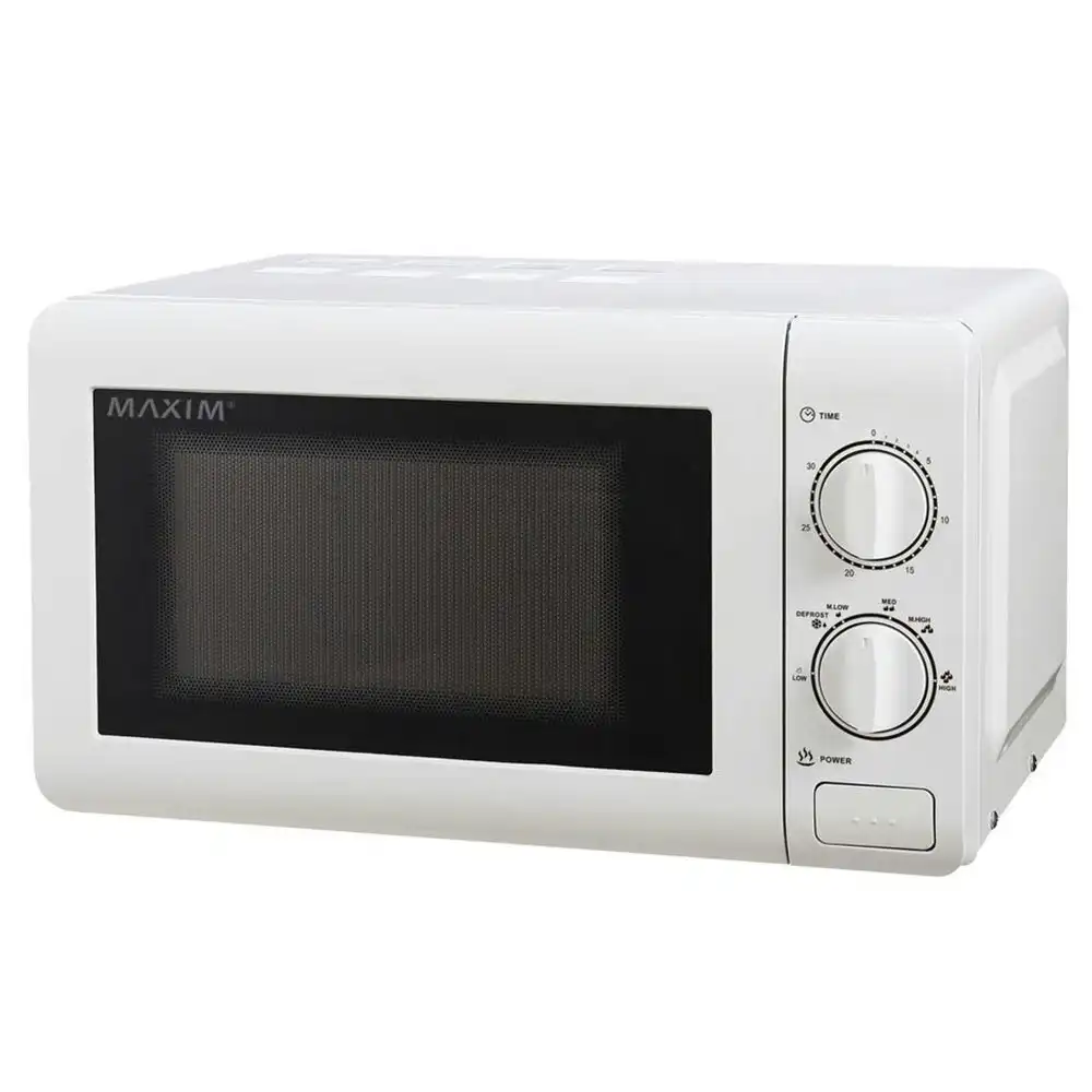 Maxim 20L 700W Countertop Manual Timer Electric Heat/Defrost Microwave Oven WHT