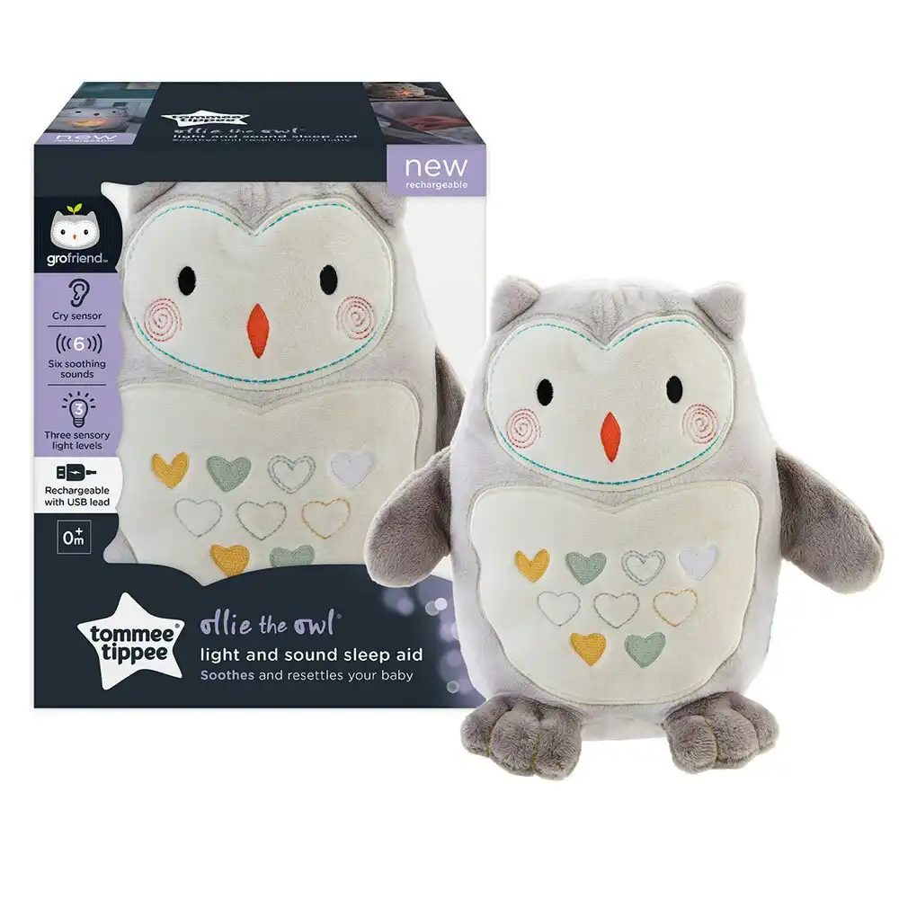 Tommee Tippee Rechargeable Light/Sound Sleep Baby/Toddler Nursery Plush Toy Owl