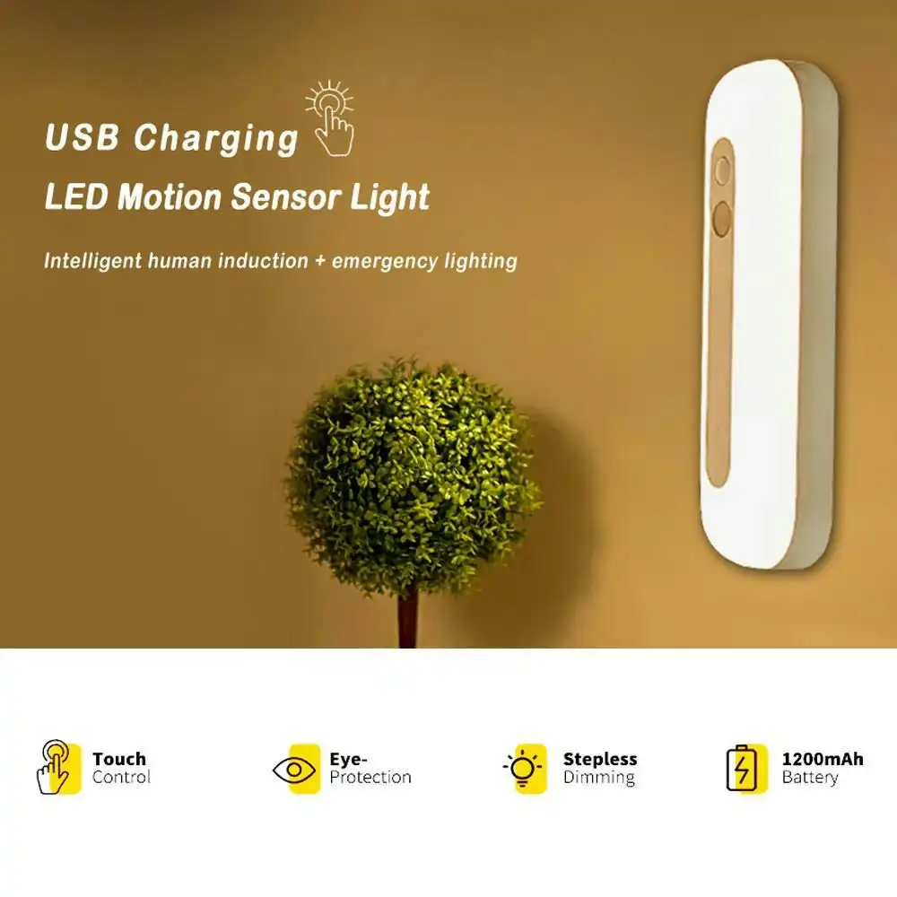 Sansai 18cm LED Sensor Light Warm White 2W Motion Detecting Rechargeable