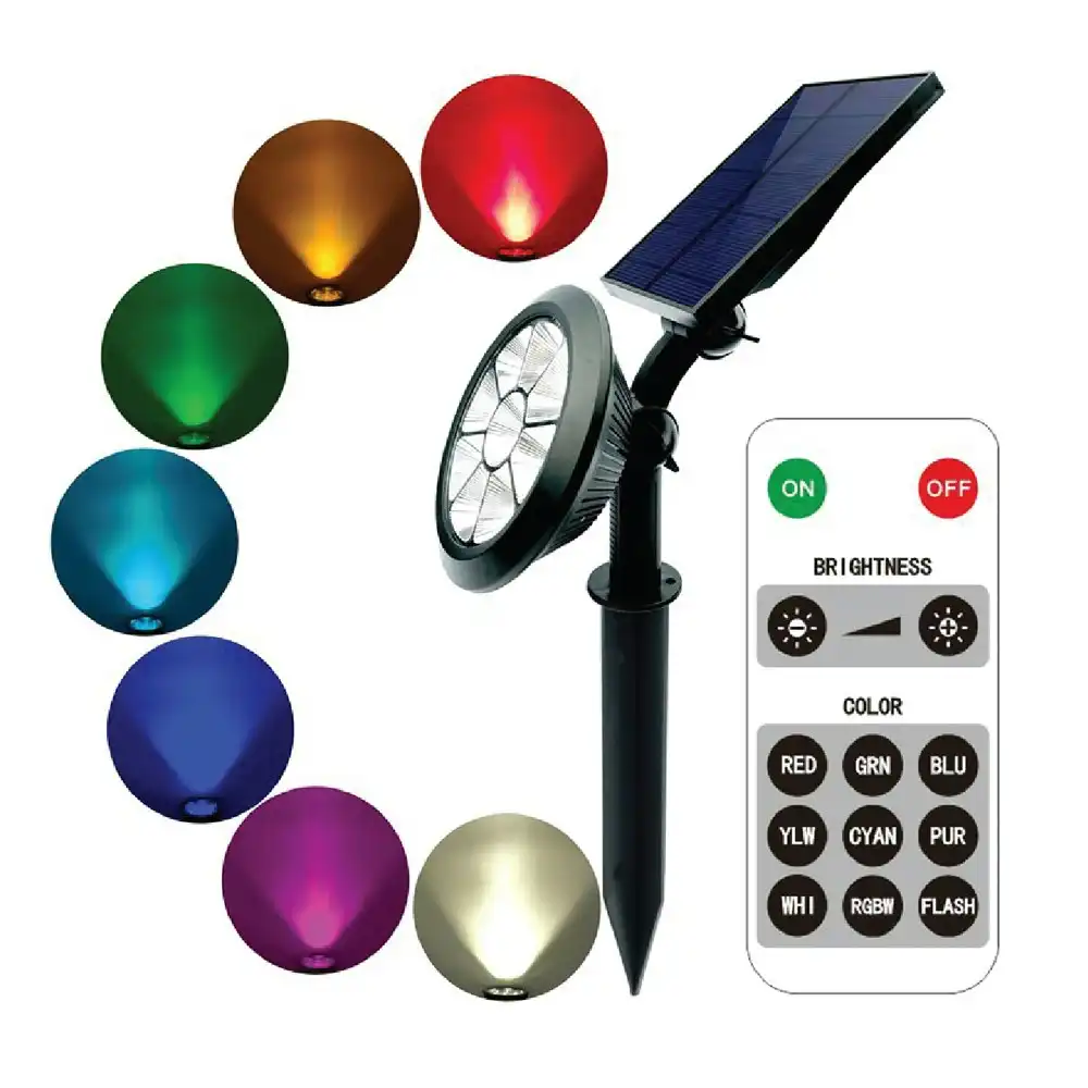 25th Hour Outdoor Solar Powered LED Garden Colour Spot Light w/Remote Control
