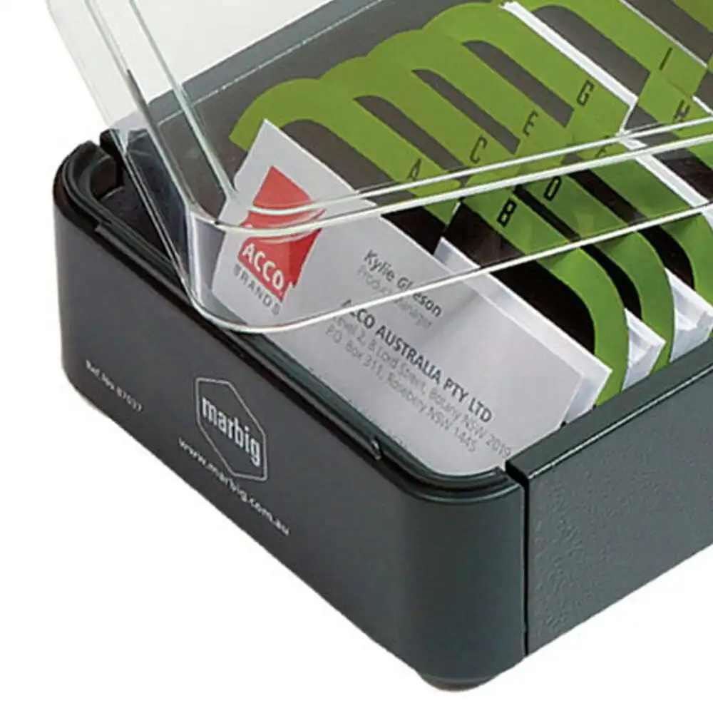 Marbig 400 Metal Business Card File Organiser/Holder Box A-Z Filing System Grey