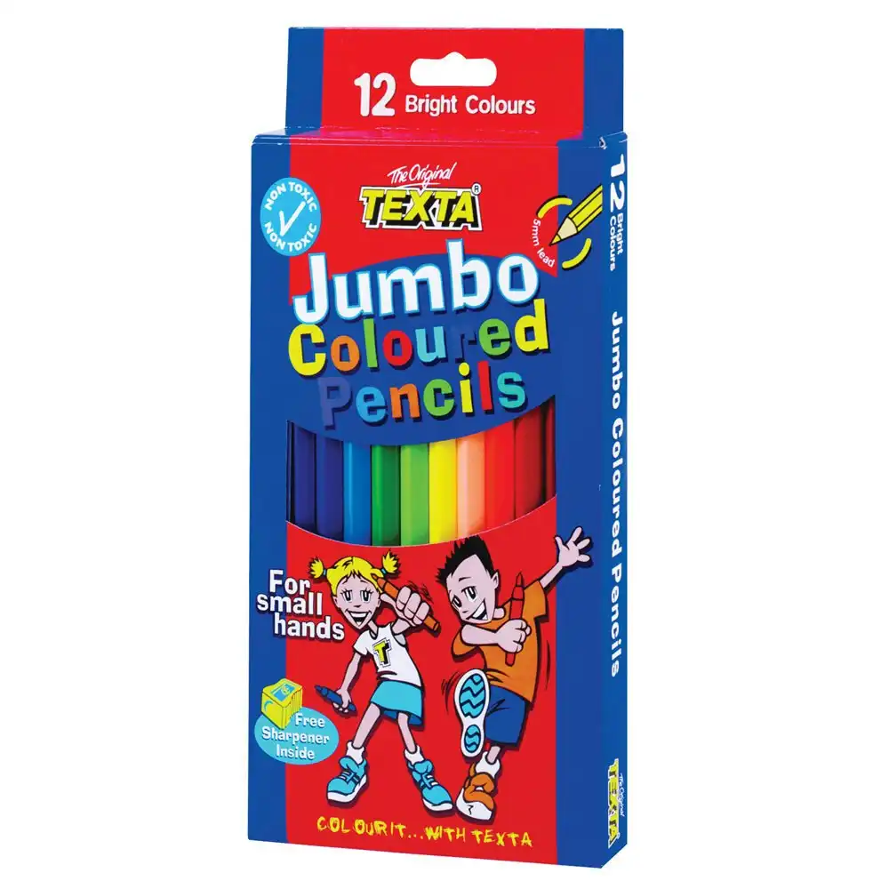 12pc Texta Jumbo Colouring Pencils Art Drawing Coloured Draw Pencil f/ Kids