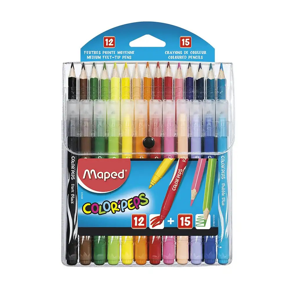 Maped ColorPeps Kids Multi Pack with 12 Colour Pencils & 15 Felt Tip Pens