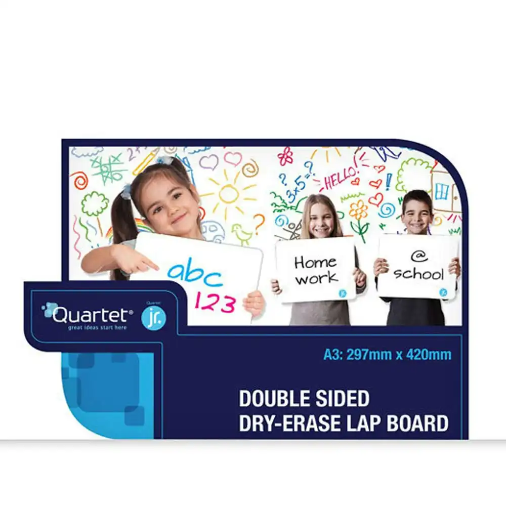 Quartet 2 Sided A3 Lap Board Blank Double-Sided Whiteboard School/Home w/ Marker