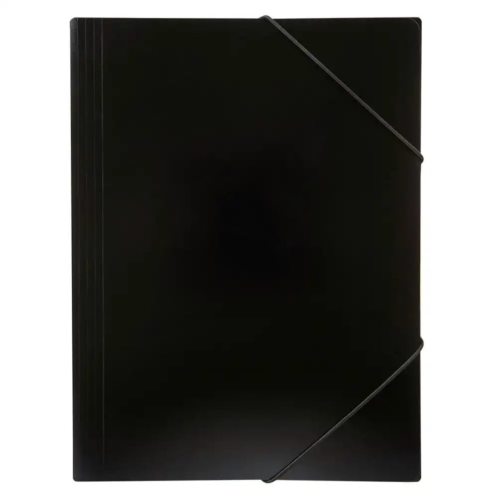 4PK Marbig A4 Document Wallet Brights File/Paper Storage Organiser Folder Black