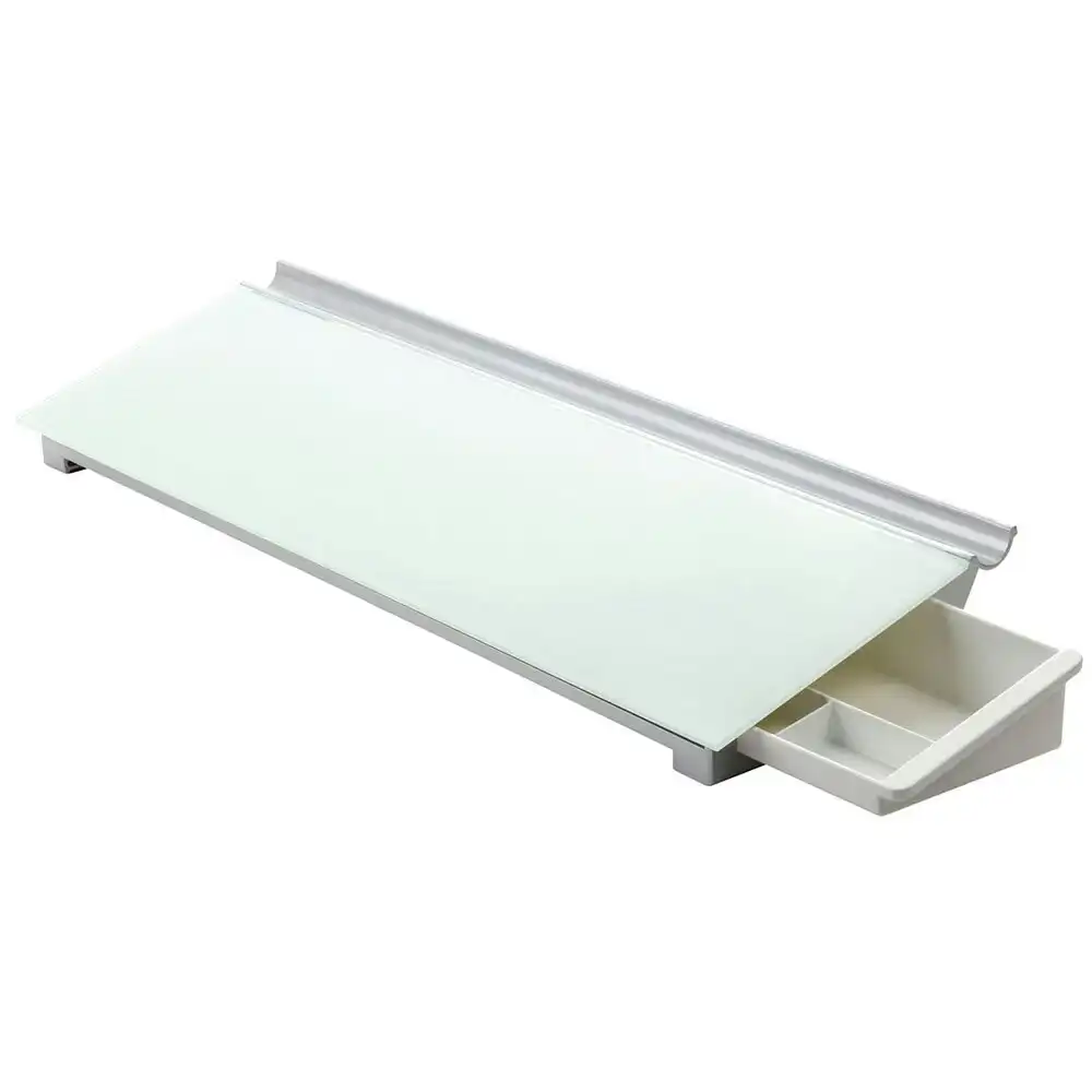 Quartet 150x460mm Glass Board Desk/Desktop Writing Pad w/ Storage Drawer White