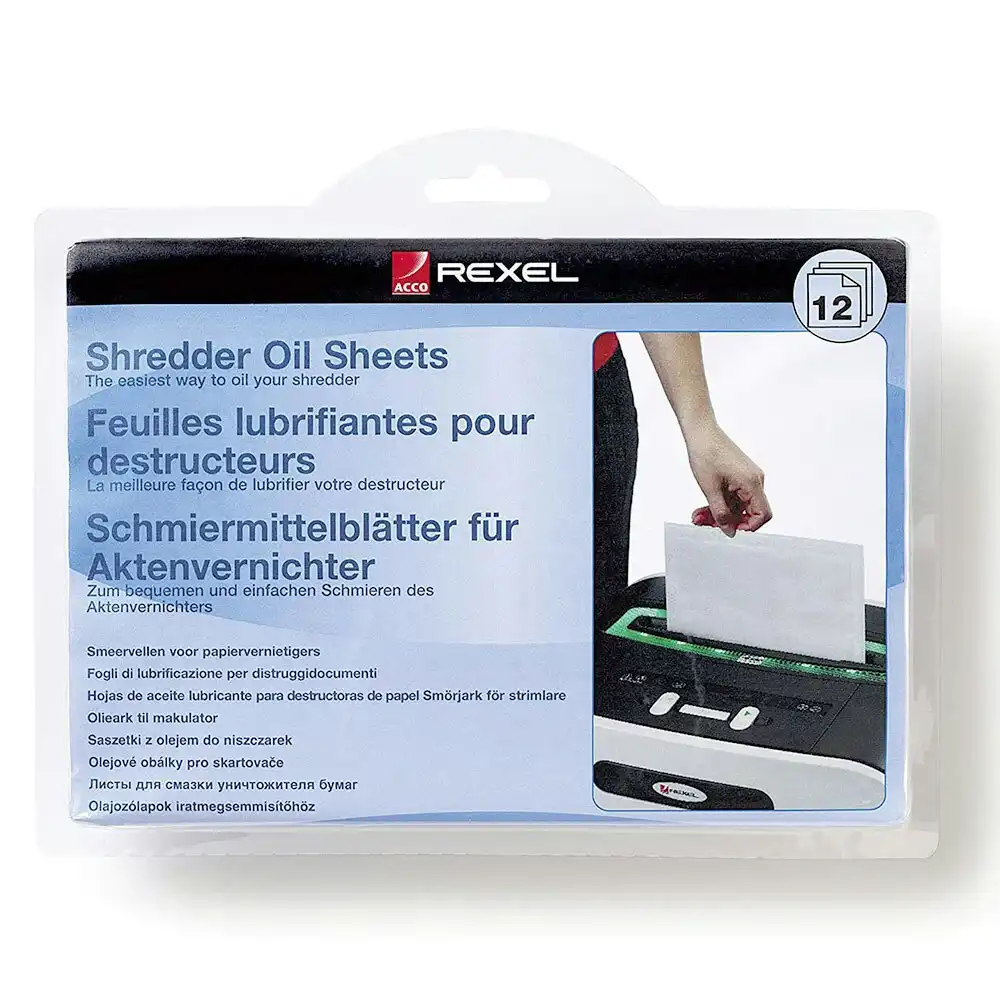 12pc 21cm Rexel Shredder Oil Sheets f/ Non Auto Oiling Shredders Maintenence