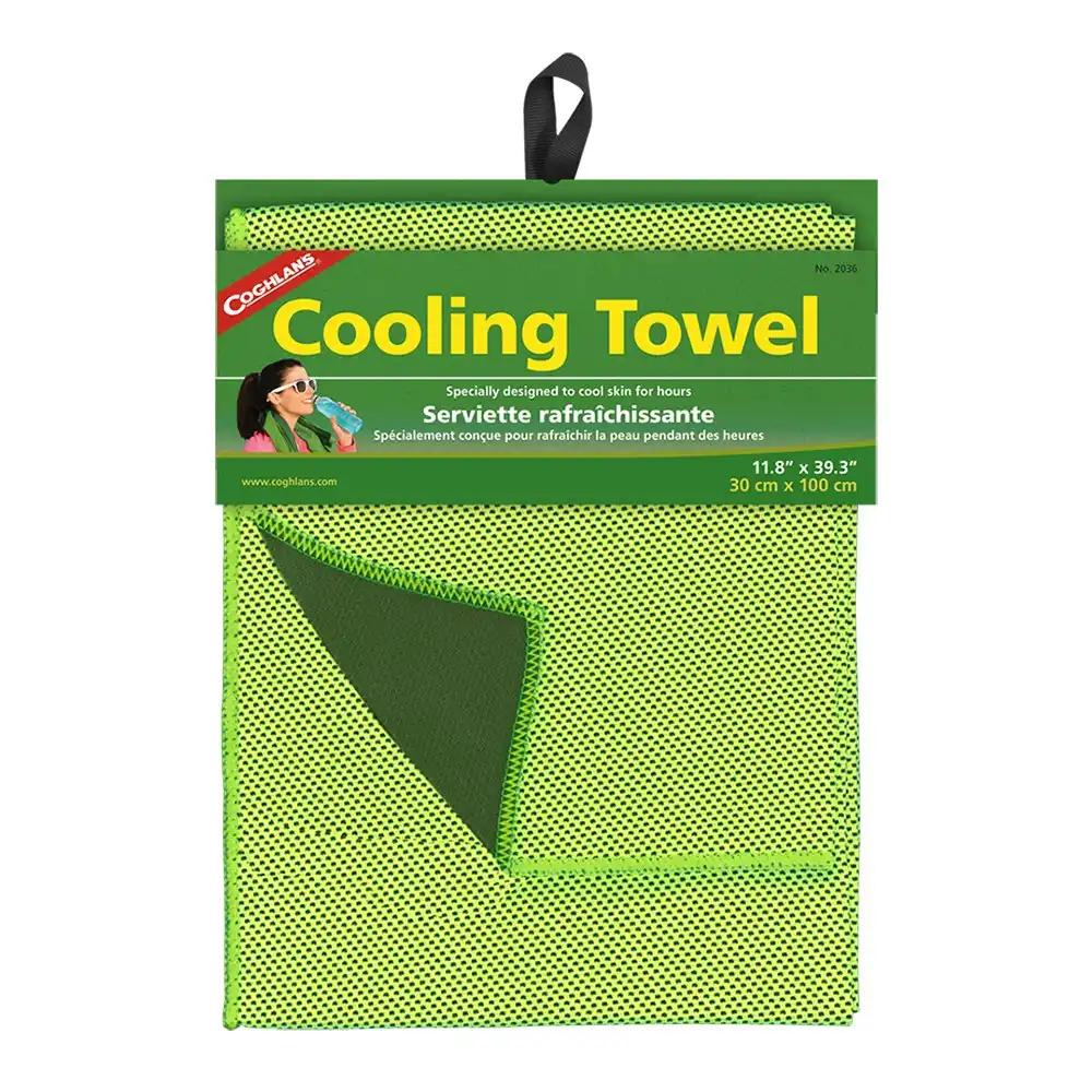 Coghlans 100cm Cooling Towel Camping/Hiking Sports Outdoor Golfing Cloth Green