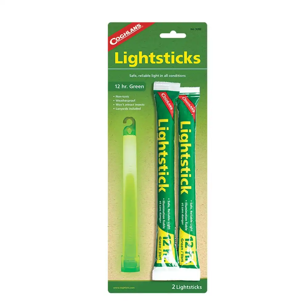 2pc Coghlans Green 12hr Lightsticks/Glow Sticks Camping/Hiking Outdoors Warning