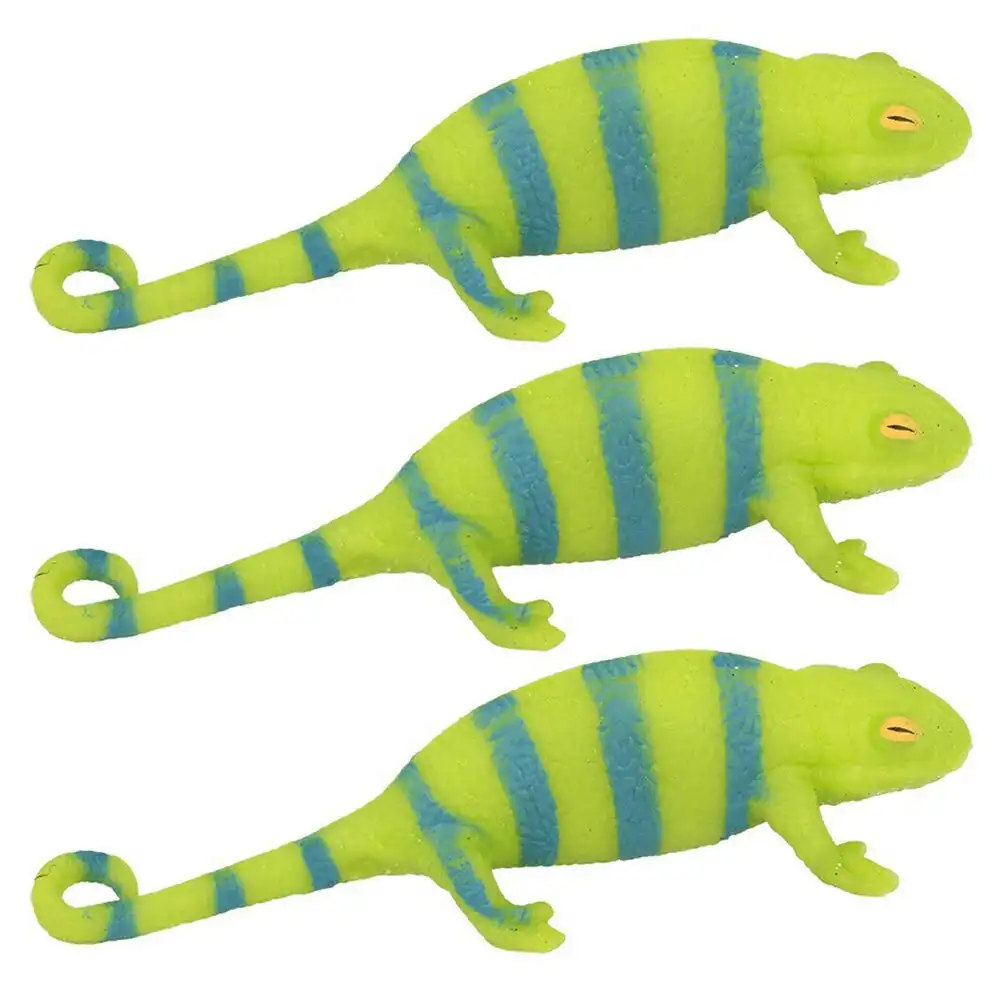 3x Fumfings Animal Stretchy Beanie 20cm Chameleon Trick Toys Children 3y+ Green