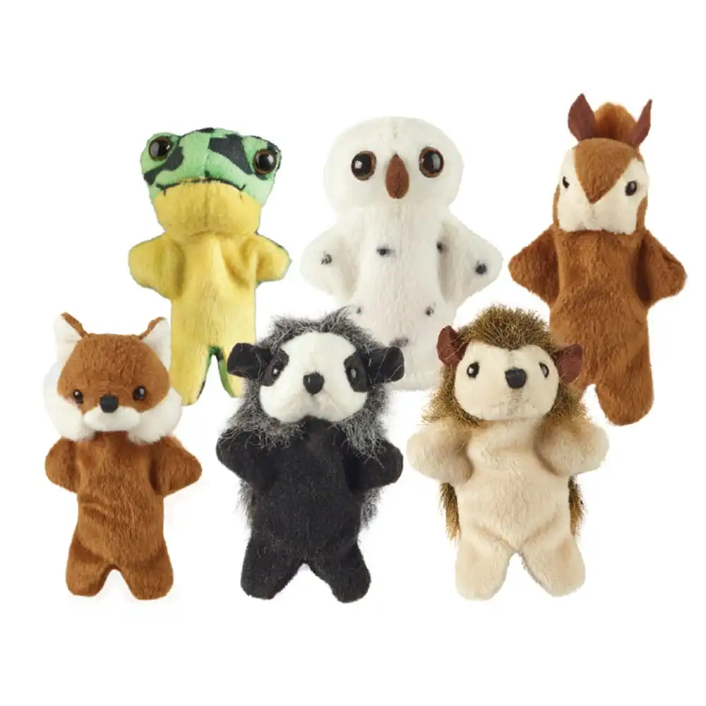 3x Living Nature Wildlife Finger Puppets 10cm Soft Collectible Toys Kids Assort