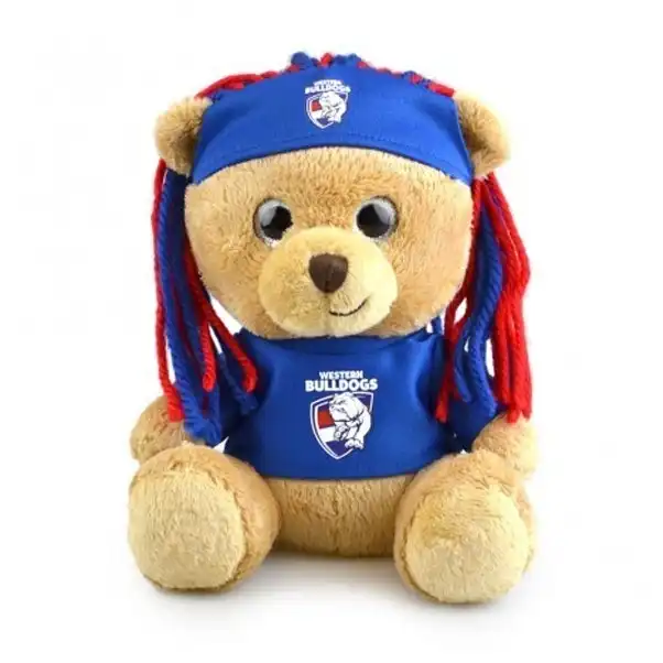 AFL Sparkle Fanatic Western Bulldogs Children 20cm Footy Team Soft Bear Toy 3y+