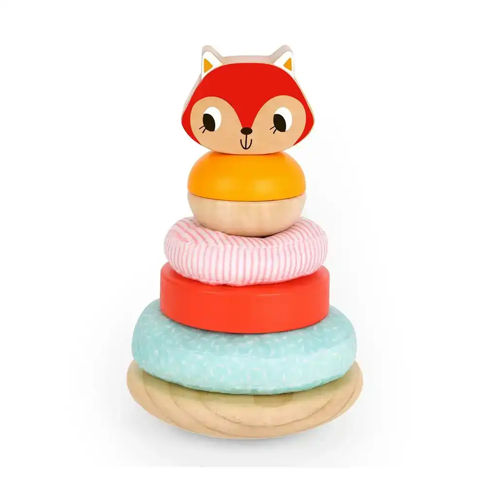 Tooky Toy Fox Stacking Tower Kids Wooden Building Blocks Stacking Play/Game 12m+