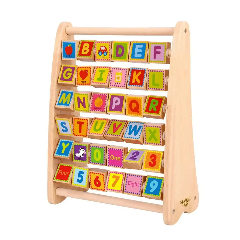 Tooky Toy Wooden Alphabet Abacus Letters Kids Learning/Educational 24m+ Natural