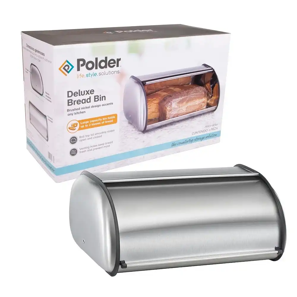Polder Deluxe Brushed Nickel Bread Bin