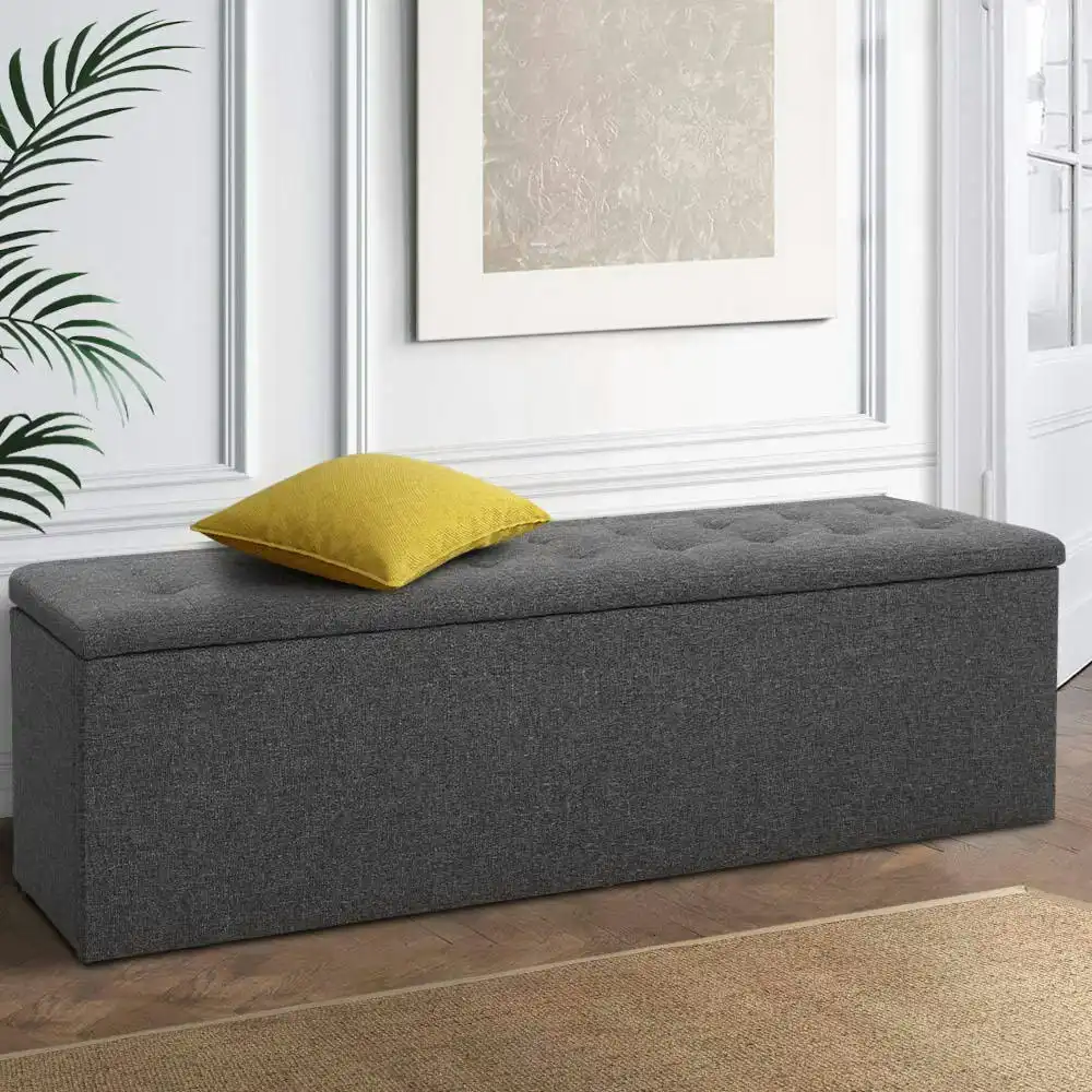 Artiss Storage Ottoman Blanket Box Large Footstool Fabric 140cm
