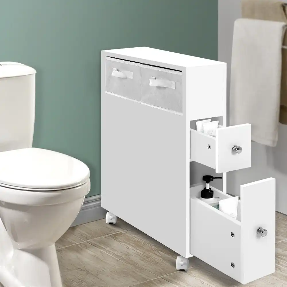 Artiss Bathroom Cabinet w/ Wheels 70cm Toilet Storage Caddy Holder
