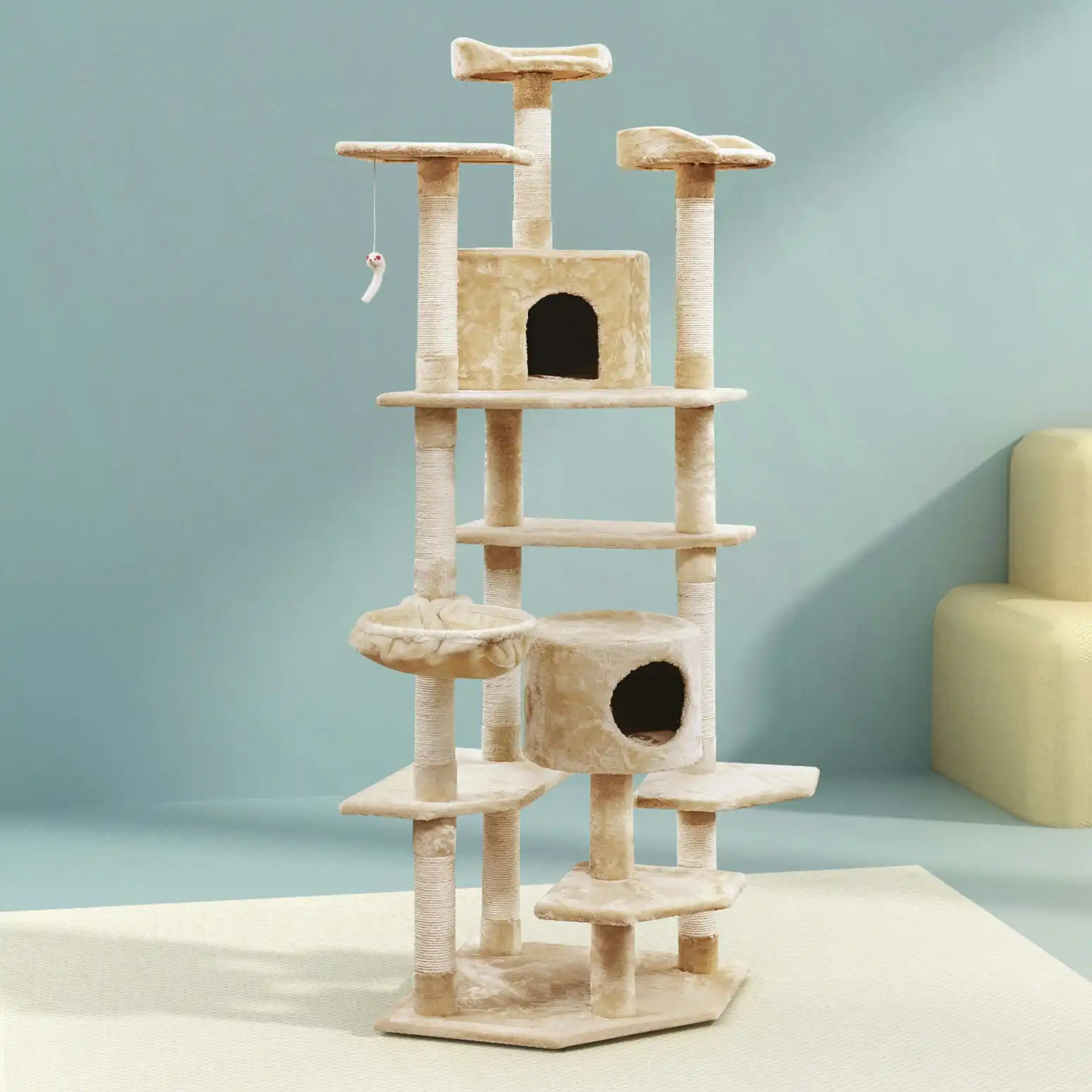 i.Pet Cat Tree Scratching Post Scratcher Tower 203cm Trees Large Condo Wood Bed Play