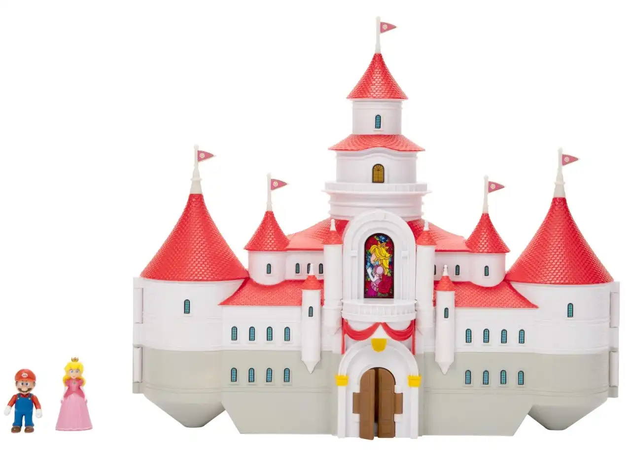 The Super Mario Bros. Movie - Mushroom Kingdom Castle Playset with Mini 1.25” Mario and Princess Peach Figures