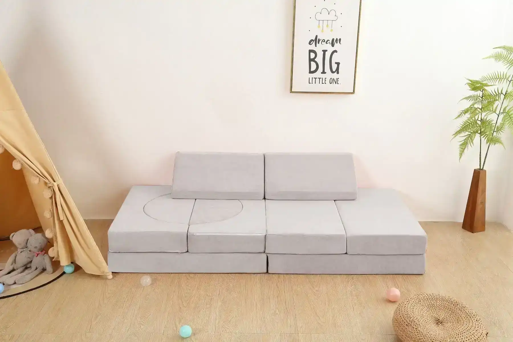 All 4 Kids Ollie 10 PCS Modular Play Couch Set - Cream