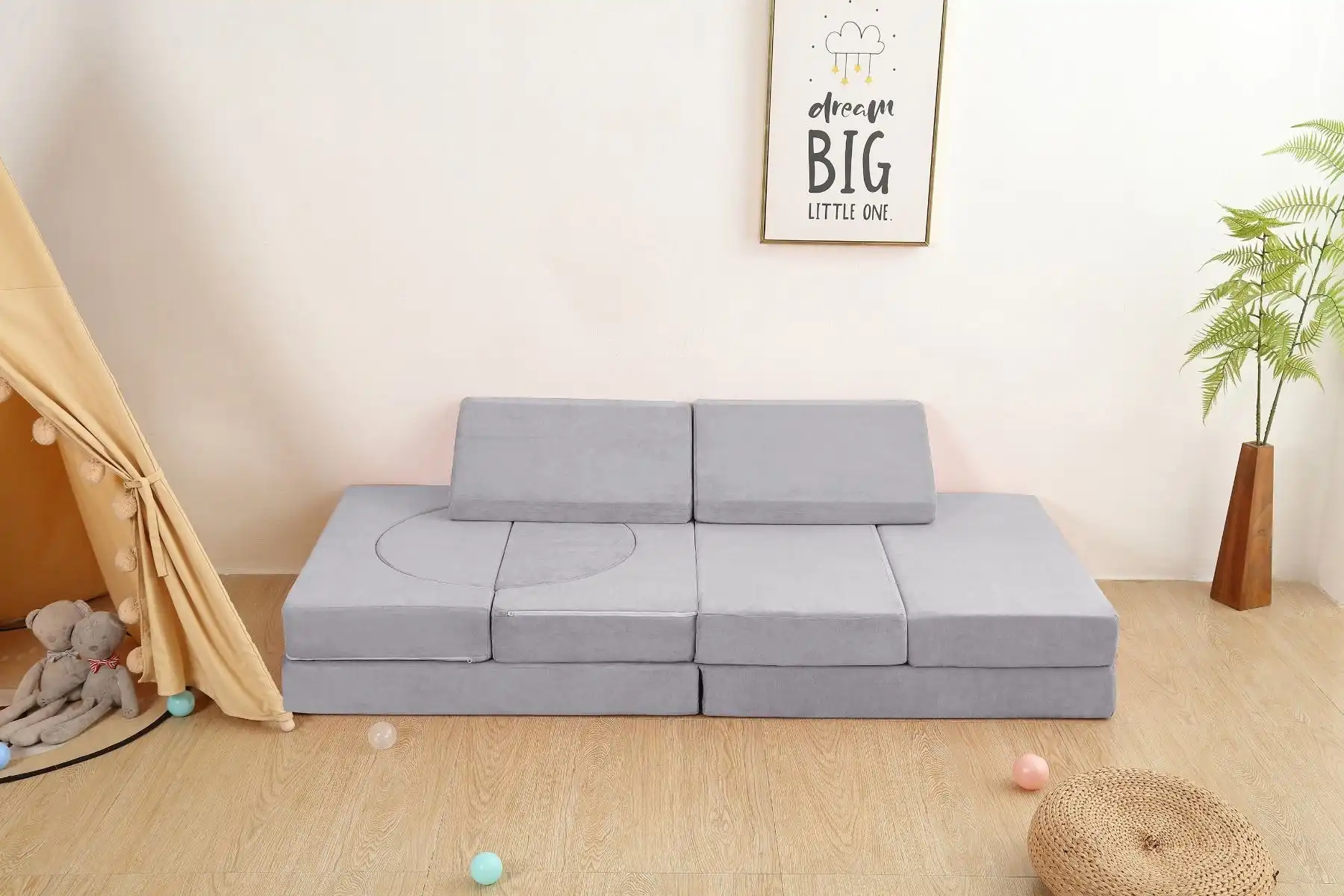 All 4 Kids Ollie 10 PCS Modular Play Couch Set - Grey