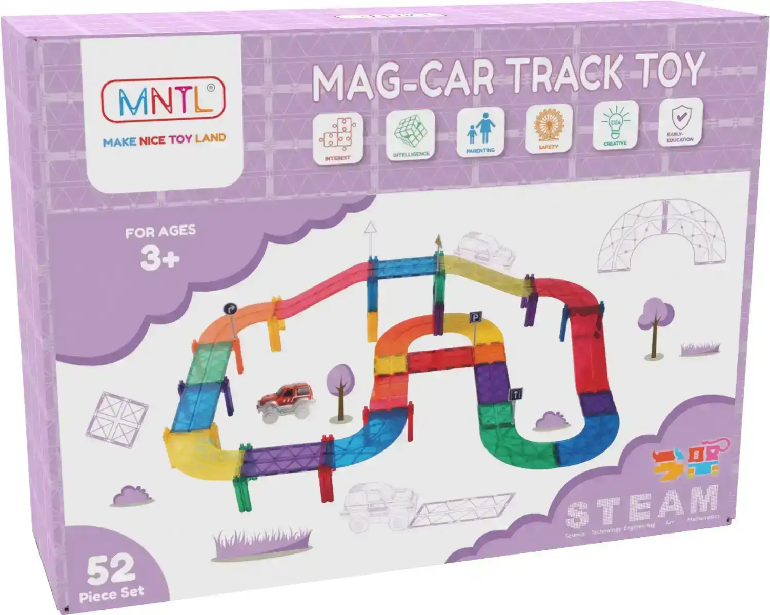 MNTL Magnetic Car Track Set 52 Pieces