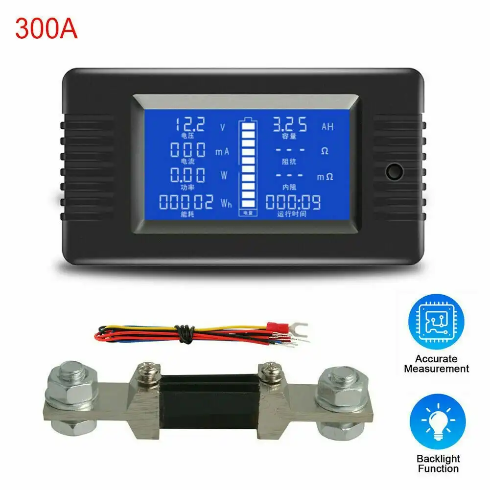 DC Battery Monitor 300A Shunt With wiring Tools For RV Car Solar System Durable
