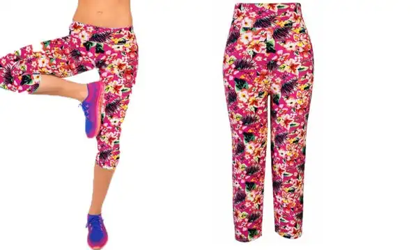Women's Print Capri Sport Leggings - Pink Floral
