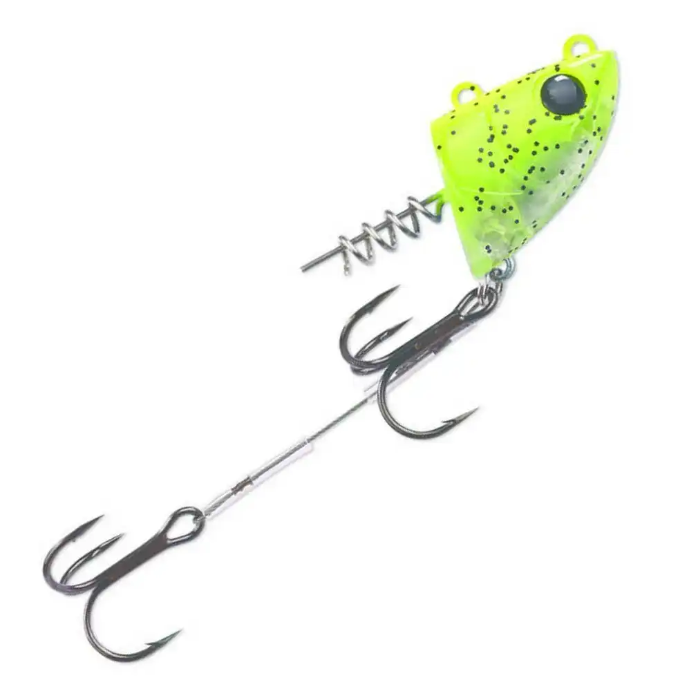 5 Inch Storm RIP Rigger Double Hook 27g Jighead Rig - Chartreuse/Black
