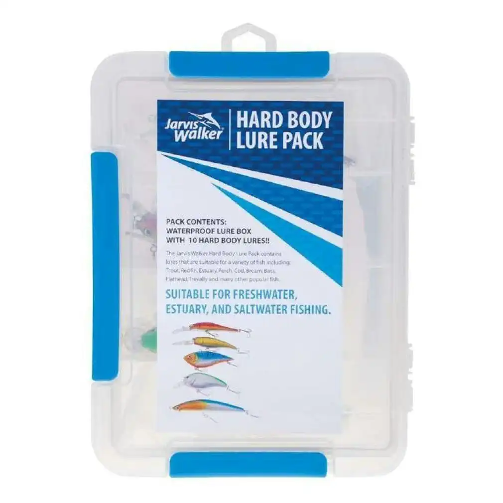 Jarvis Walker Hard Body Lure Pack - 10 Assorted Lures in Waterproof Tackle Box