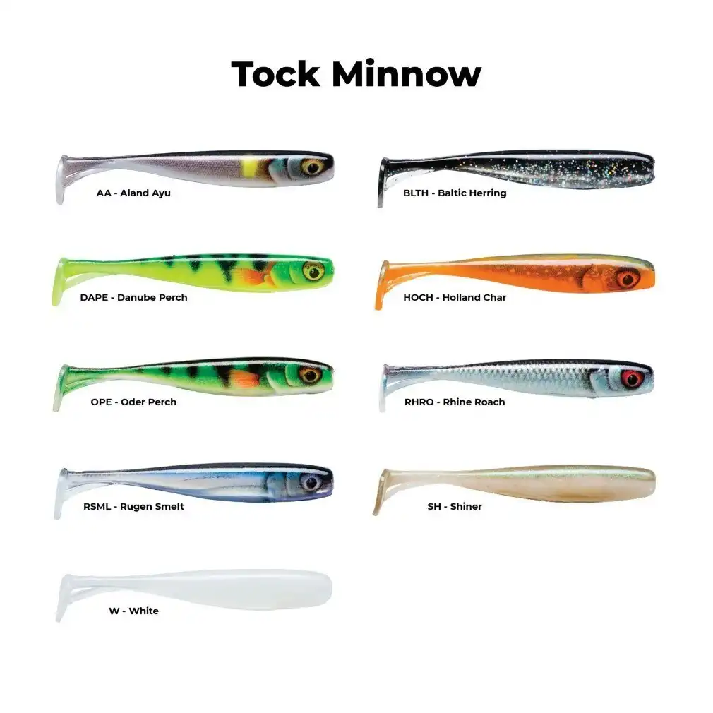 5 Pack of 3 Inch Storm Tock Minnow Soft Plastic Fishing Lures