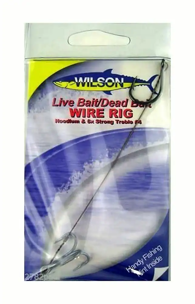 Wilson Live Bait/Dead Bait Wire Rig - #4 Treble & Hoodlum - 69lb Wire Trace